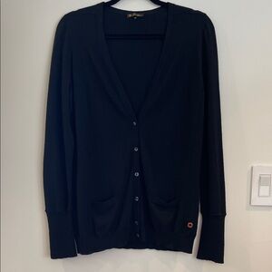 LORO PIANA 100% Cashmere Long V-neck Cardigan Black size 48 fits Medium to Large